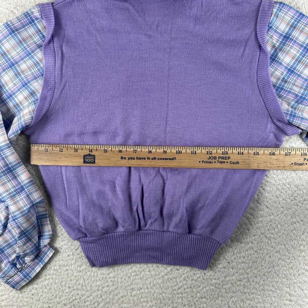 Vintage COOKIE'S CORNER Sweater Womens 14 Plaid Collar Balloon Sleeve 70s 80s - Picture 9 of 11